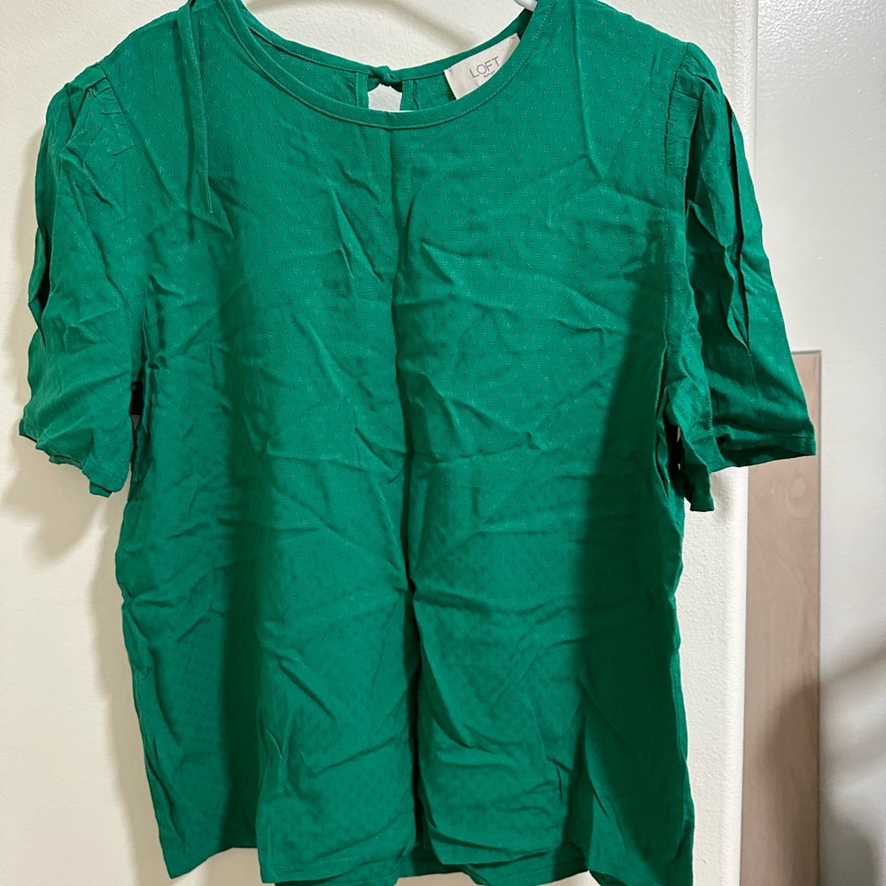 LOFT Vibrant Green Patterned Top